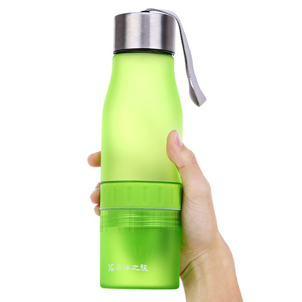 Cargen PM001 700ml Portable Frosted Plastic Lemon Juice Water Bottle with Hand Rope