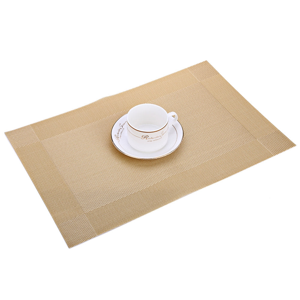 4pcs Heat Insulation Anti-skid Stain-resistant Simple Style Dining Room PVC Placemat