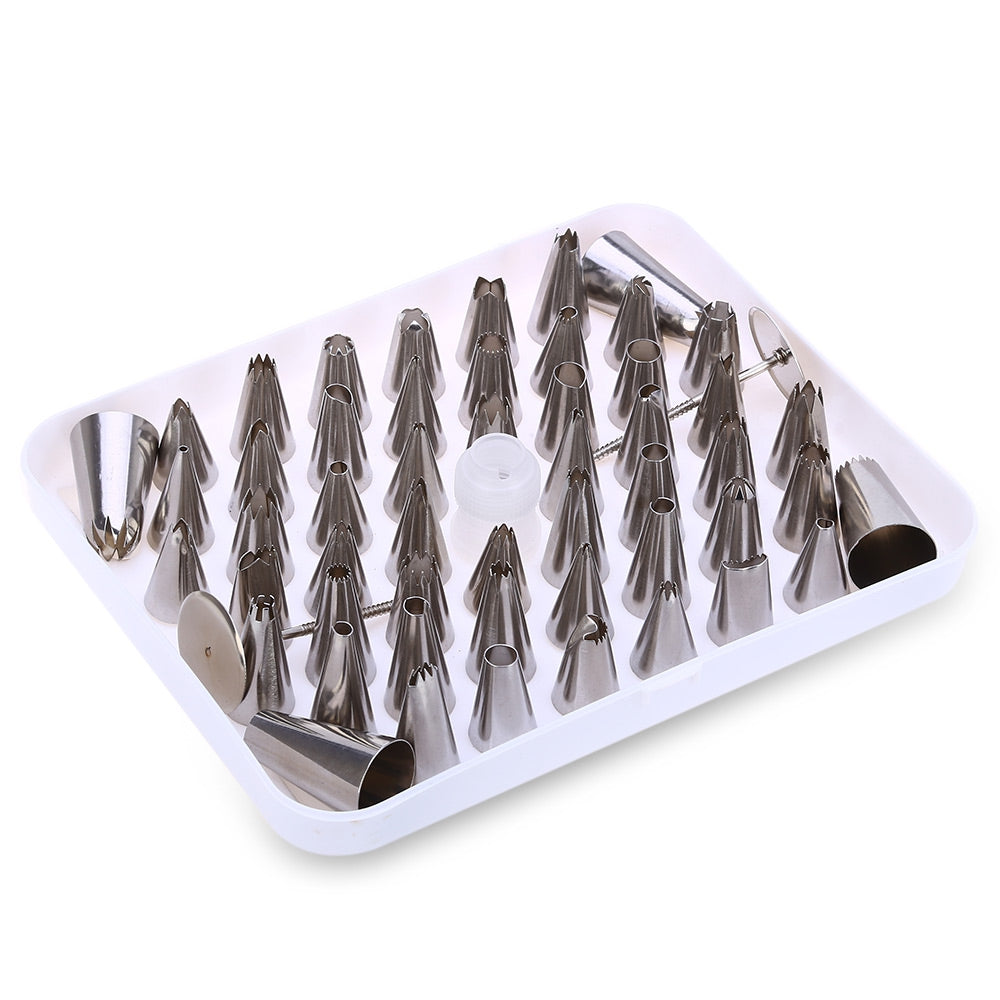 52pcs Stainless Steel Icing Piping Nozzles Cake Decorating Sugarcraft Tip Tool Set