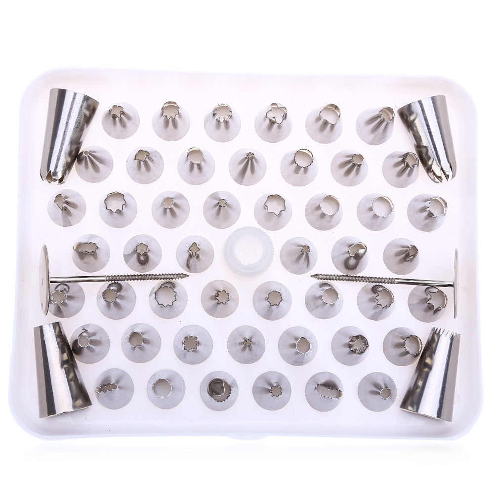 52pcs Stainless Steel Icing Piping Nozzles Cake Decorating Sugarcraft Tip Tool Set