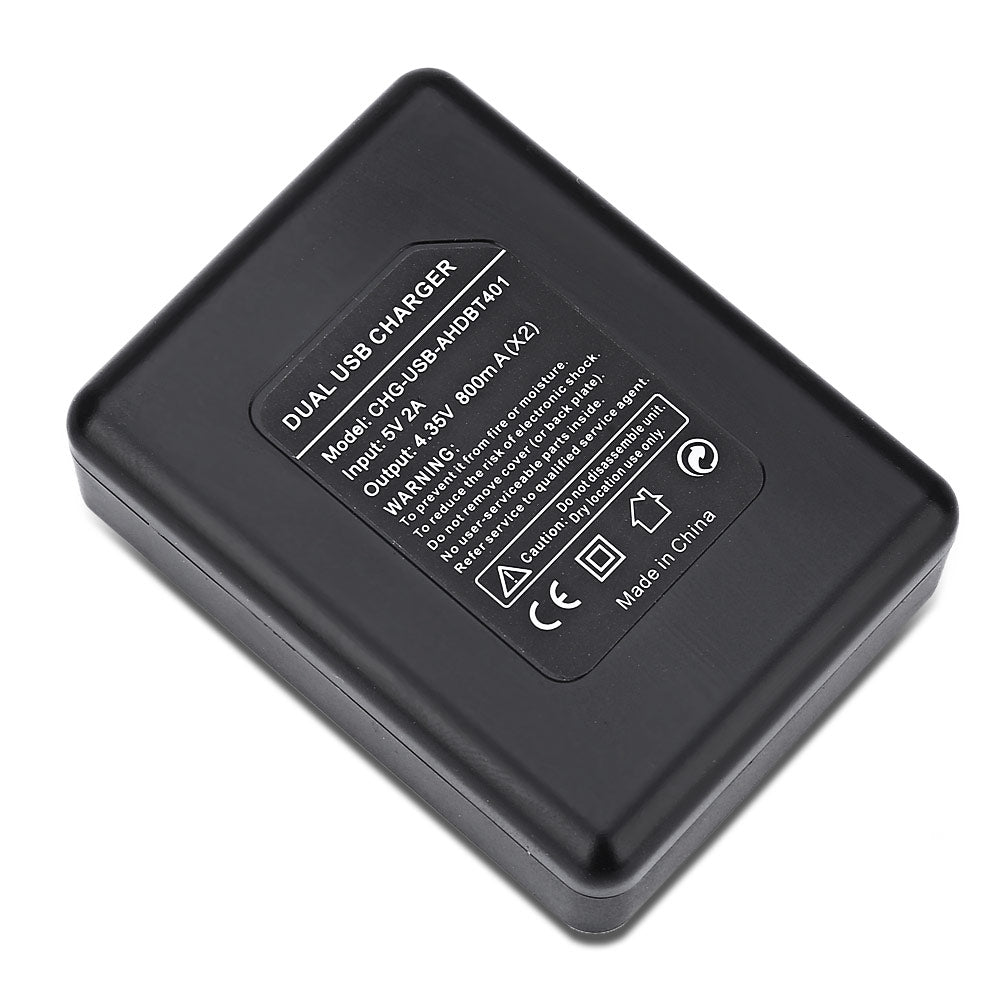 CHG - USB - AHDBT401 Black Dual USB Battery Charger for GoPro Hero 401