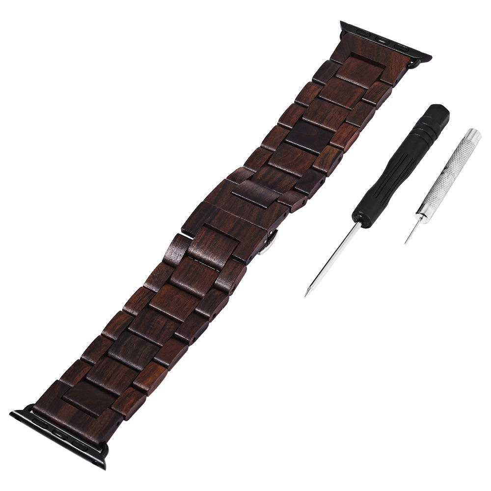 BEWELL ZS - B01 24MM Wooden Watch Strap Butterfly Clasp Wristband