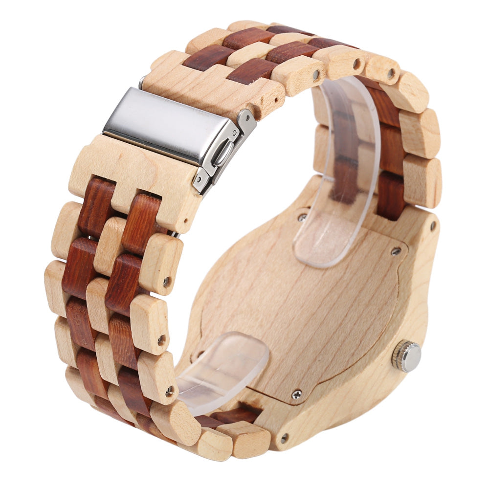 Bewell ZS - W109A Men Wooden Watch Quartz Movement Round Dial Wristwatch