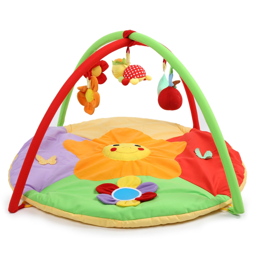 Baby Soft Play Mat Sunflower Gym Blanket with Frame Rattle Crawling Toy