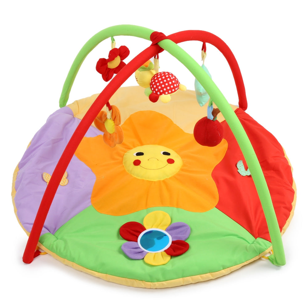 Baby Soft Play Mat Sunflower Gym Blanket with Frame Rattle Crawling Toy