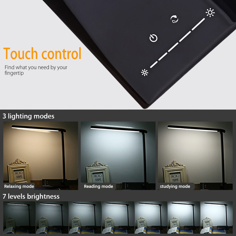 Dimmable LED Desk Table Lamp Touch Switch 7 Level Dimming Light