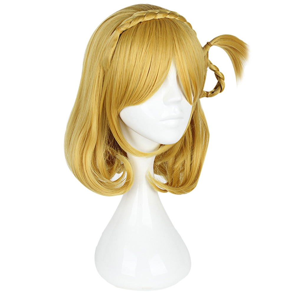35CM Flax Yellow Wigs Heat Resistant Synthetic Hair Anime Cosplay Party for Sunshine Aqours Ohar...