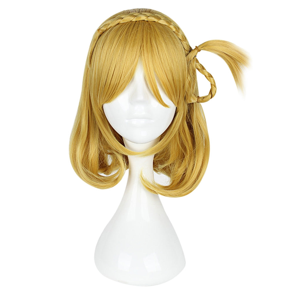 35CM Flax Yellow Wigs Heat Resistant Synthetic Hair Anime Cosplay Party for Sunshine Aqours Ohar...