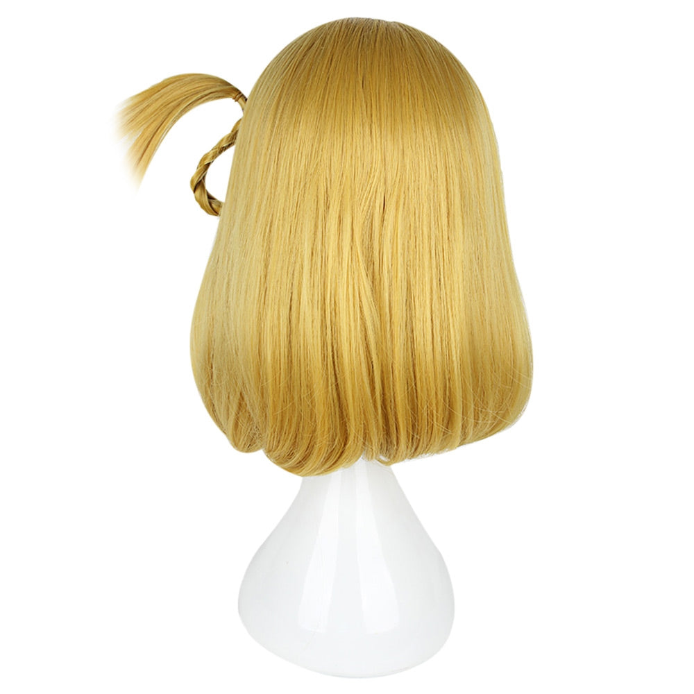 35CM Flax Yellow Wigs Heat Resistant Synthetic Hair Anime Cosplay Party for Sunshine Aqours Ohar...