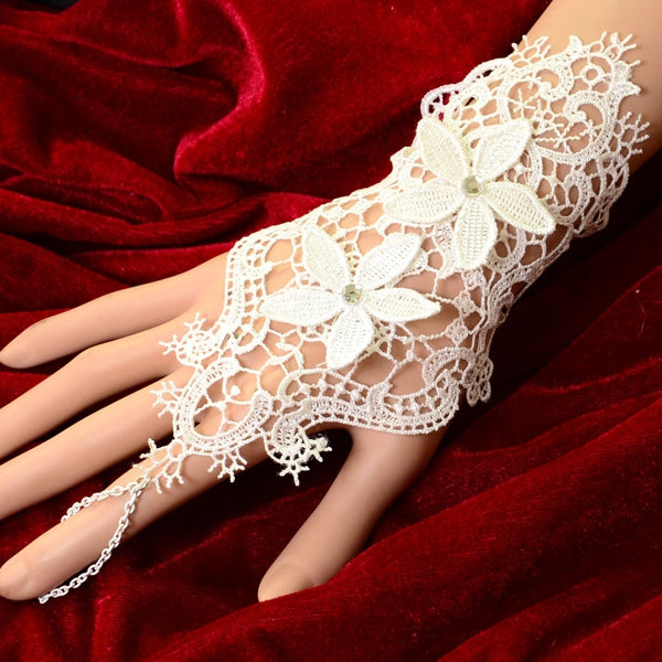Charming Cut Out White Lace Foral Long Bracelet For Women