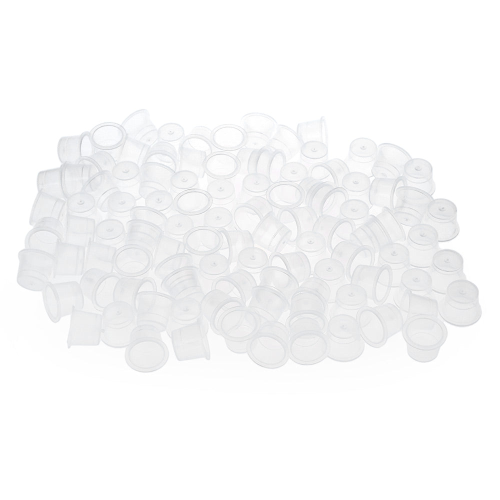 100pcs Small / Medium / Large Tattoo Ink Plastic Transparent Pigment Cups Caps