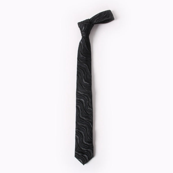 Curved River Stripe Jacquard Tie