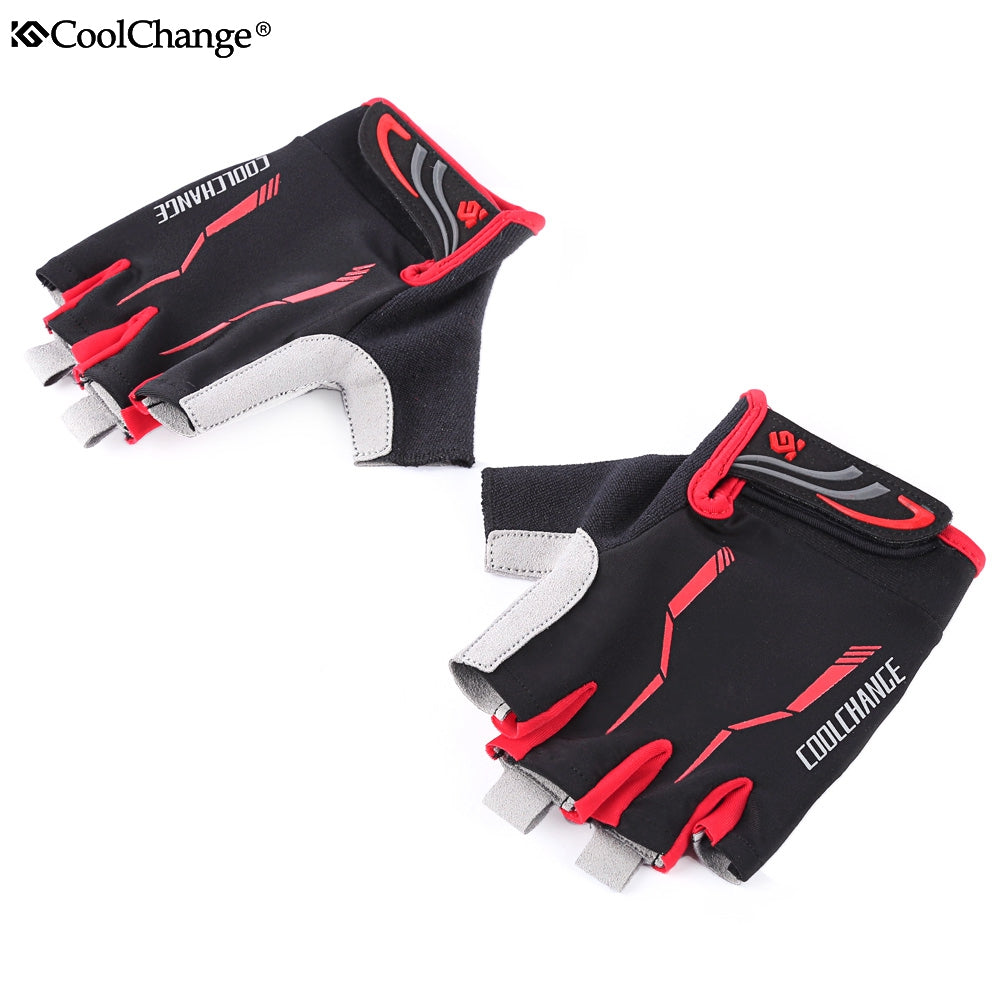 CoolChange Pair of Shock-absorbing Foam Pad Half Finger Bike Glove