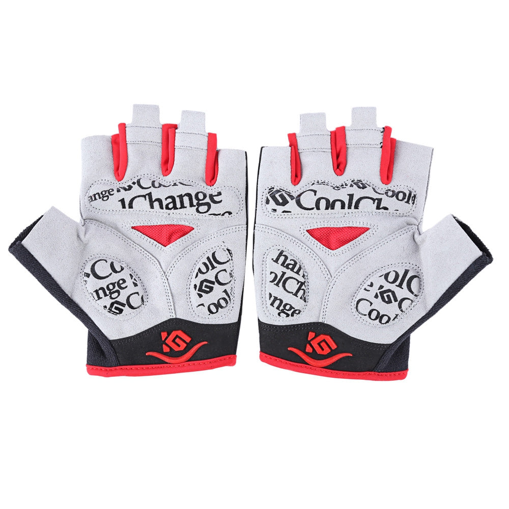 CoolChange Pair of Shock-absorbing Foam Pad Half Finger Bike Glove