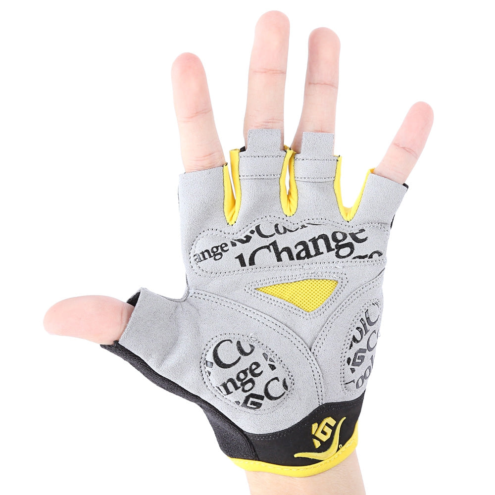 CoolChange Pair of Shock-absorbing Foam Pad Half Finger Bike Glove