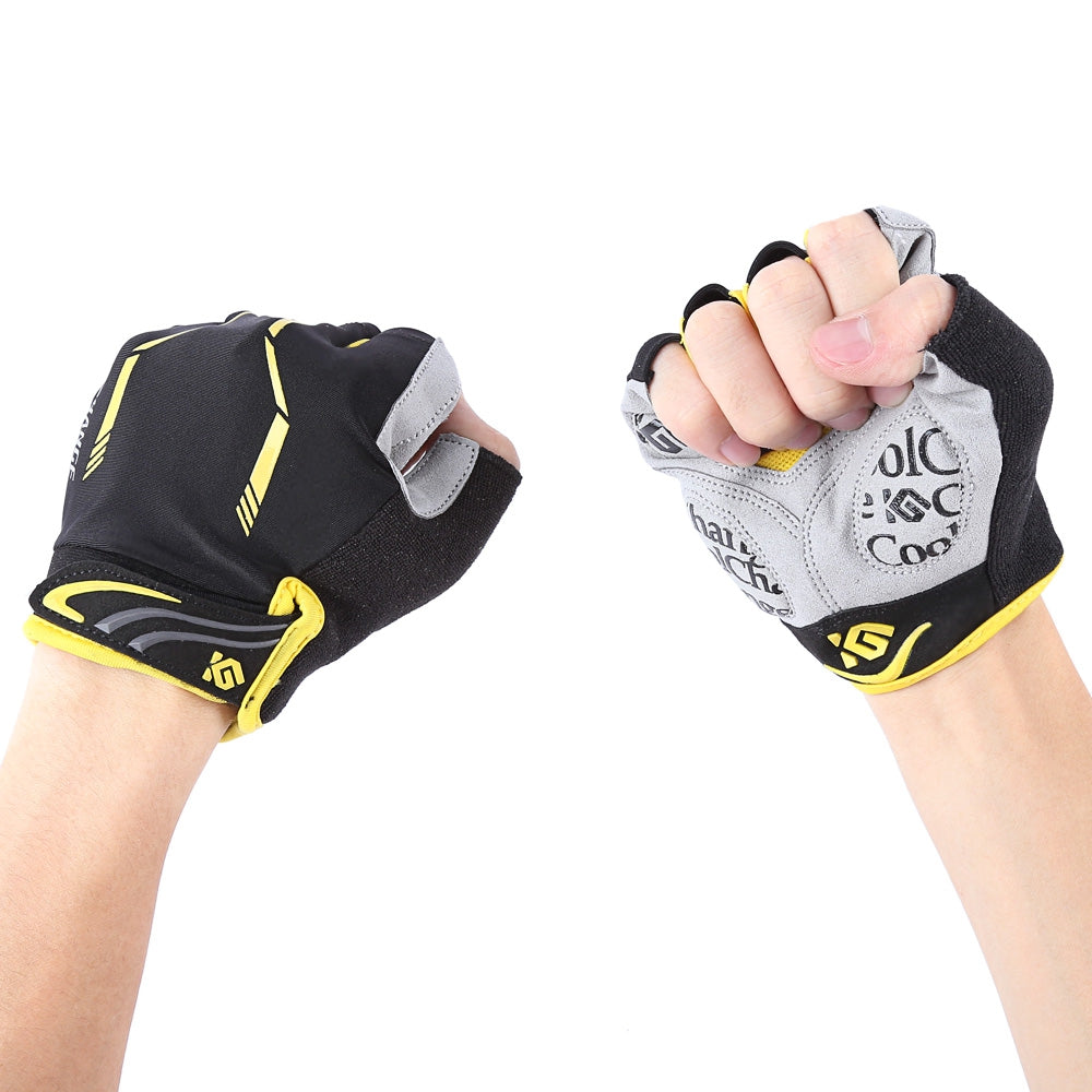 CoolChange Pair of Shock-absorbing Foam Pad Half Finger Bike Glove