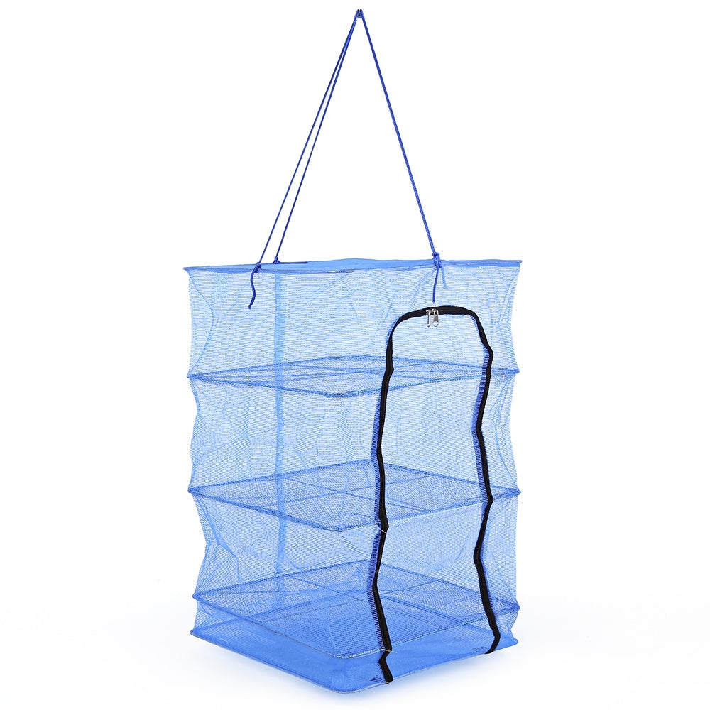 Durable Fishing Vegetables Net Drying Tool with Small Mesh Zipper Folding Tackle