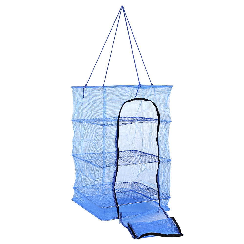 Durable Fishing Vegetables Net Drying Tool with Small Mesh Zipper Folding Tackle