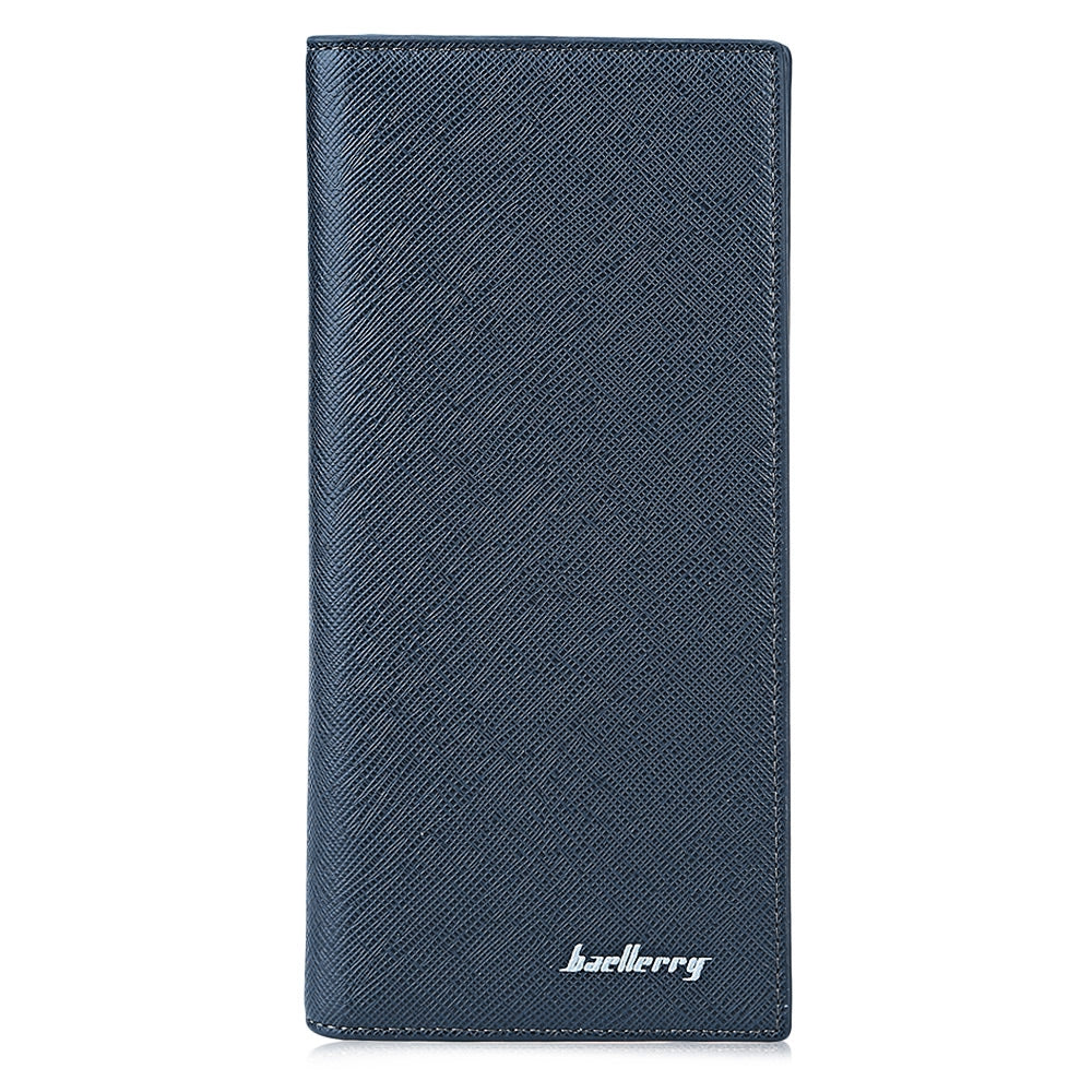 Baellerry Thin Soft Men Solid Color Long Vertical Photo Cash Card Wallet