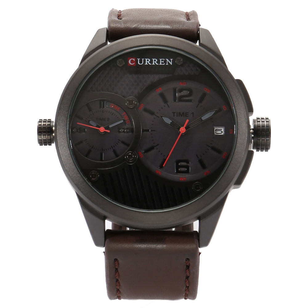 CURREN 8249 Double Movements Business Male Quartz Watch with Big Dial