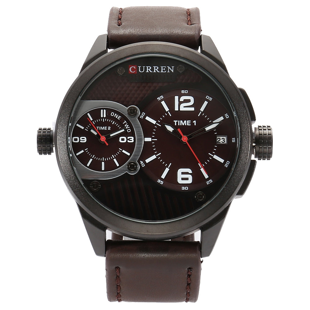 CURREN 8249 Double Movements Business Male Quartz Watch with Big Dial