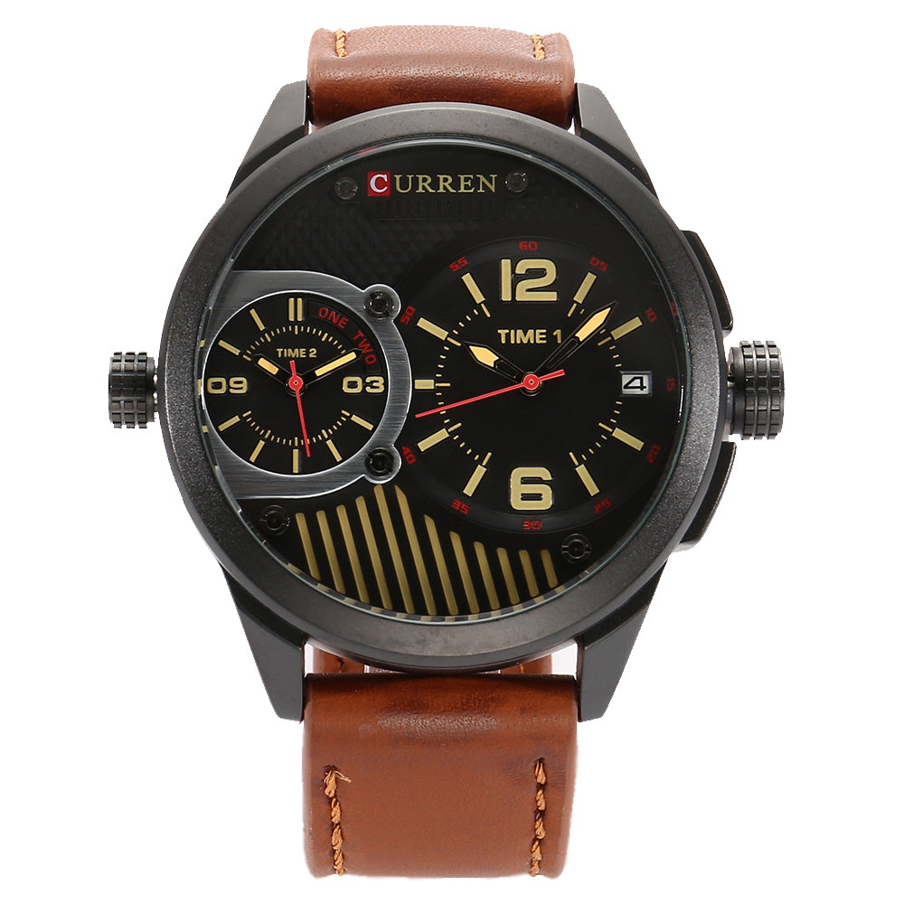 CURREN 8249 Double Movements Business Male Quartz Watch with Big Dial