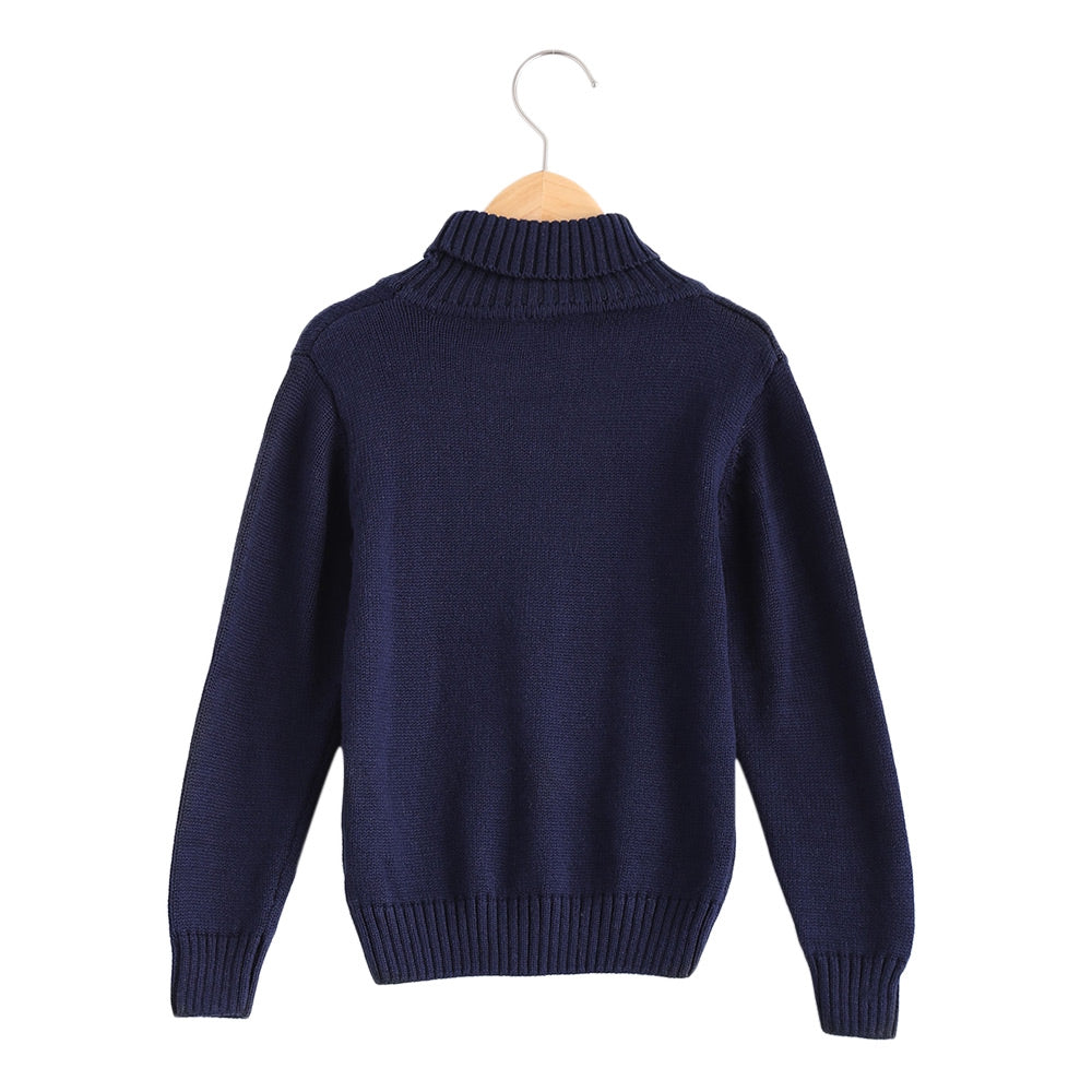 Boys Turtleneck Solid Color Pullover Sweater