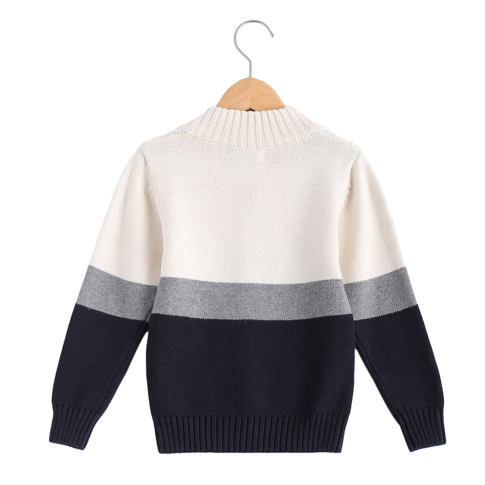 Color Block Buttoned Pullover Sweater