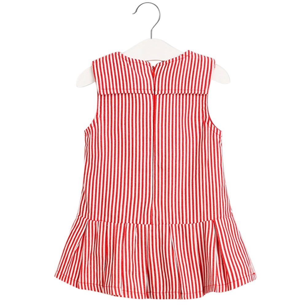 Cute Striped Bowknot Embellished Pleated Dress