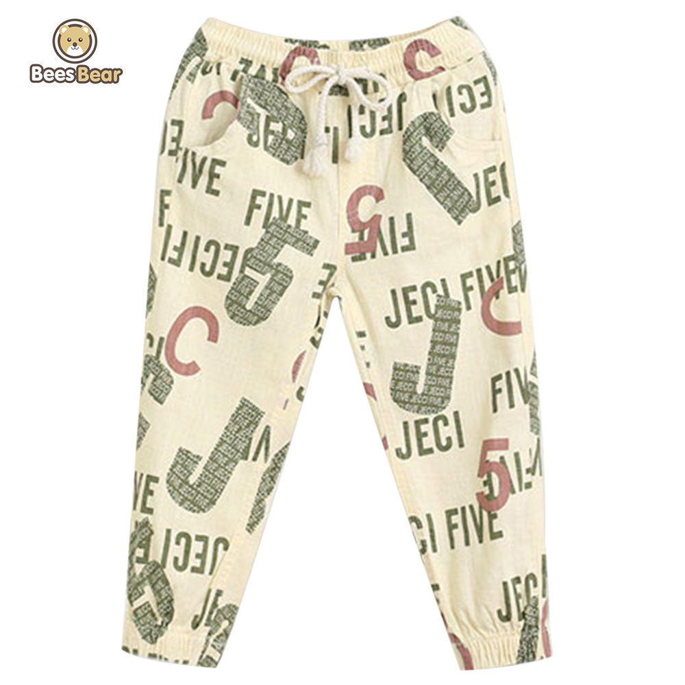 Casual Drawstring Letter Printed Pants