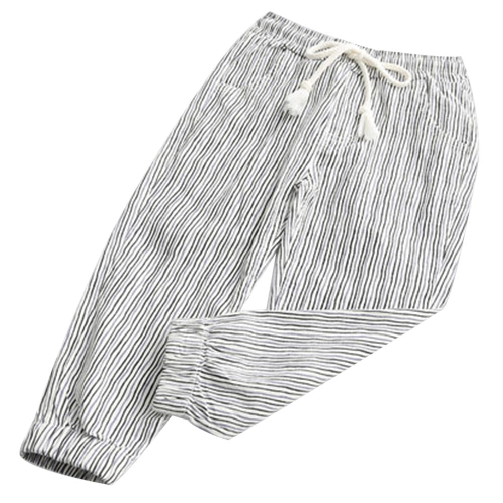 Casual Drawstring Striped Girl's Pants