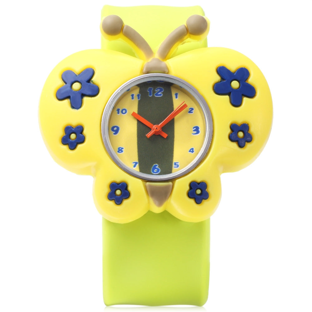 Cute Children Quartz Watch Silicone Strap Butterfly Shape Case Wristwatch