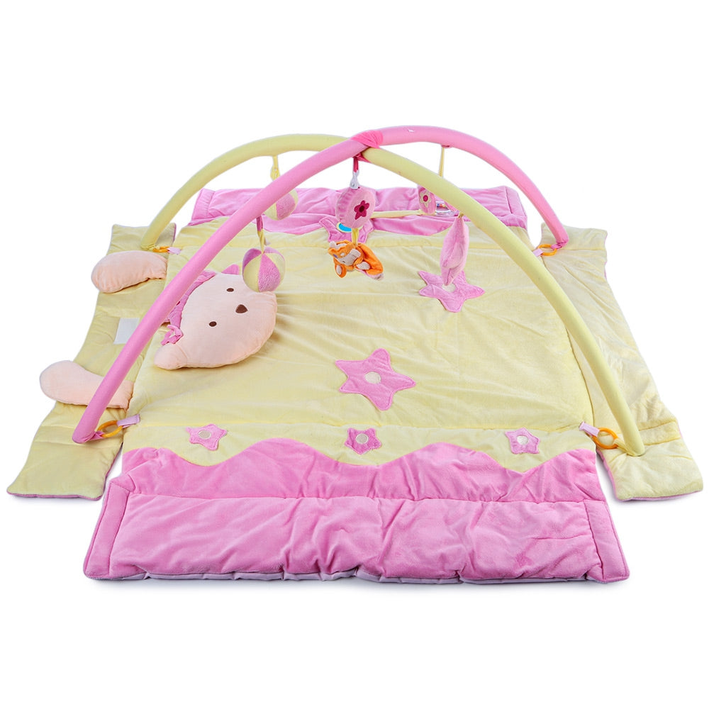 Baby Soft Musical Play Mat Princess Folding Gym Blanket with Frame Rattle Crawling Toy