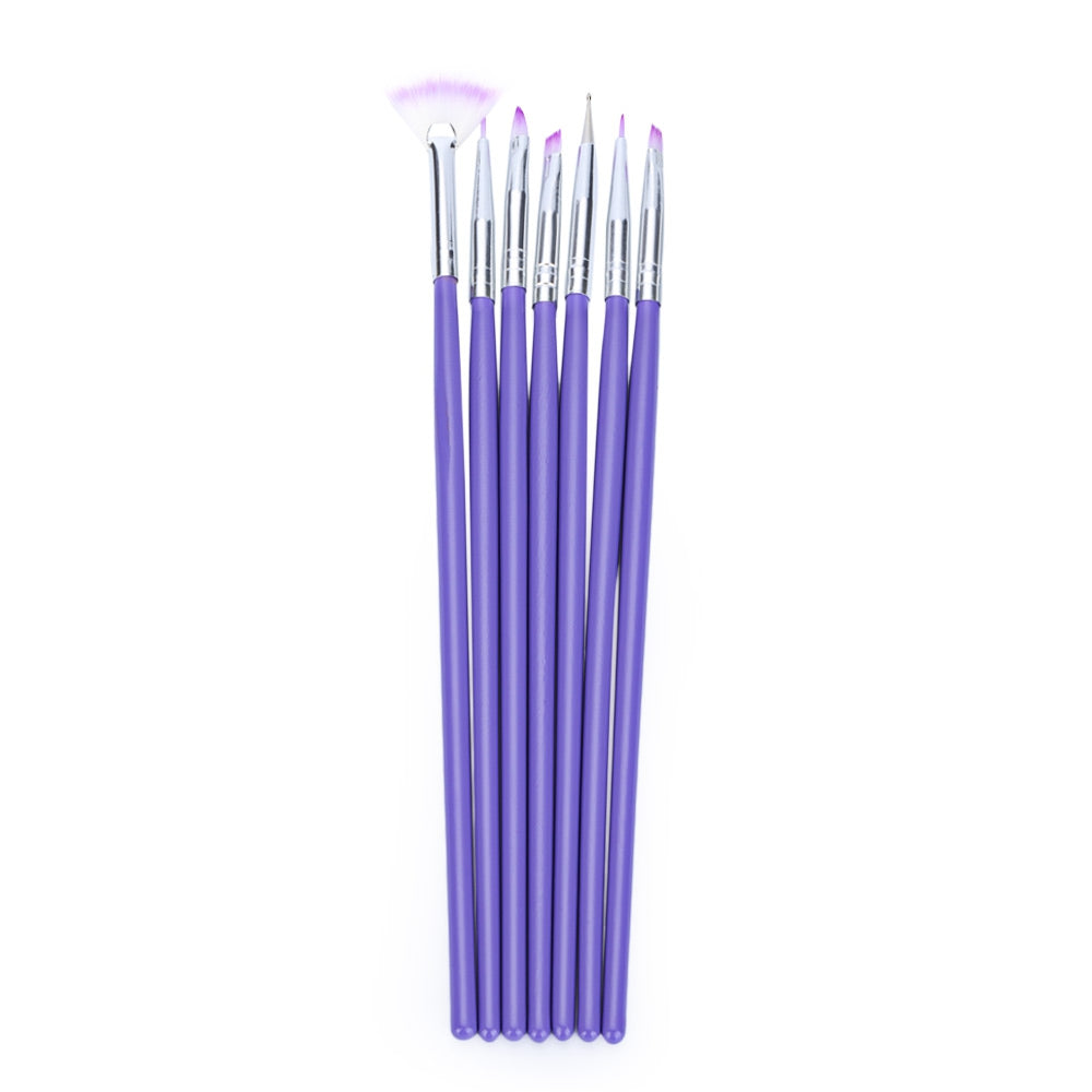 7pcs Professional Purple Nail Design Brush Manicure for Painting Dot Tool
