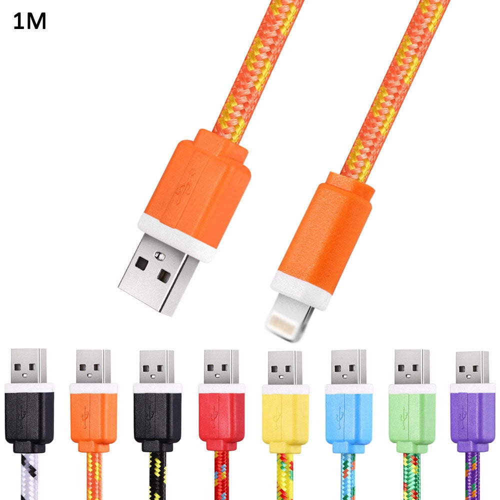 1M Colorful Nylon Braided 8 Pin Transfer Data Sync Cable Charging Cord Line for iPhone 6 / 6S / ...