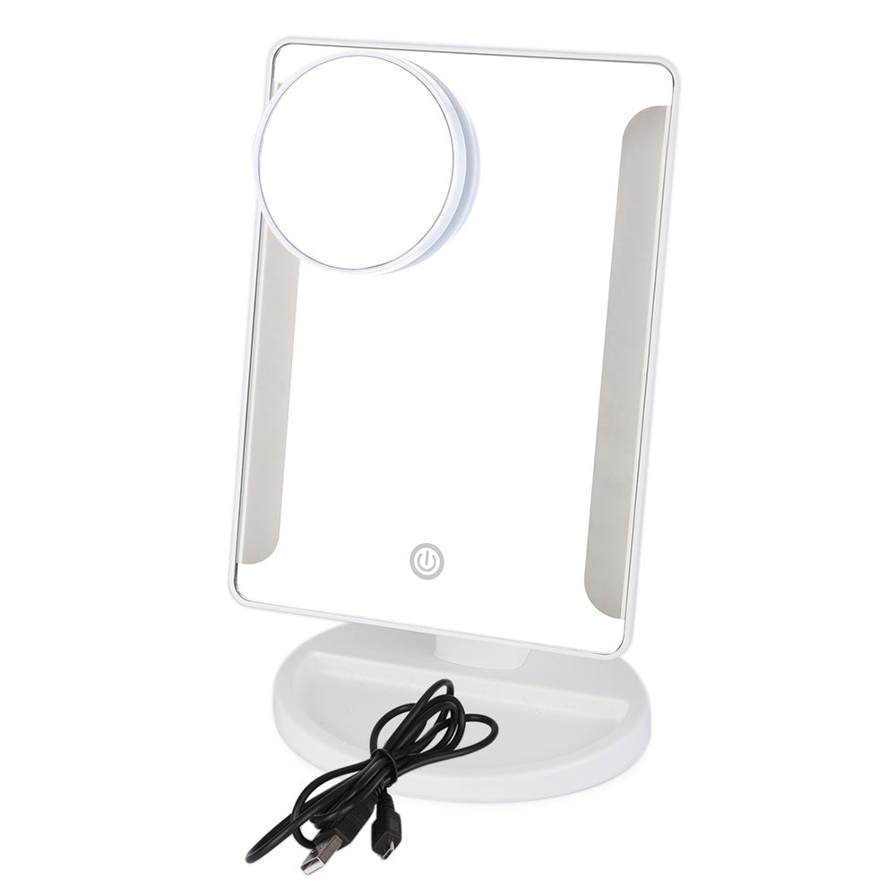 36 LED USB Power Portable Folding Toilet Lighted Makeup Mirror with Magnifier