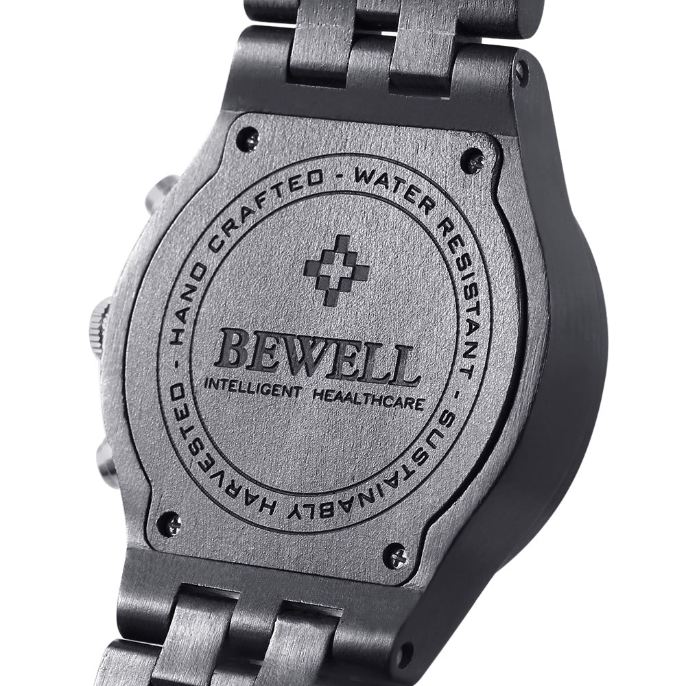 BEWELL ZS - W109D Male Wooden Quartz Watch Japan Movt Working Sub-dial Date Display Wristwatch