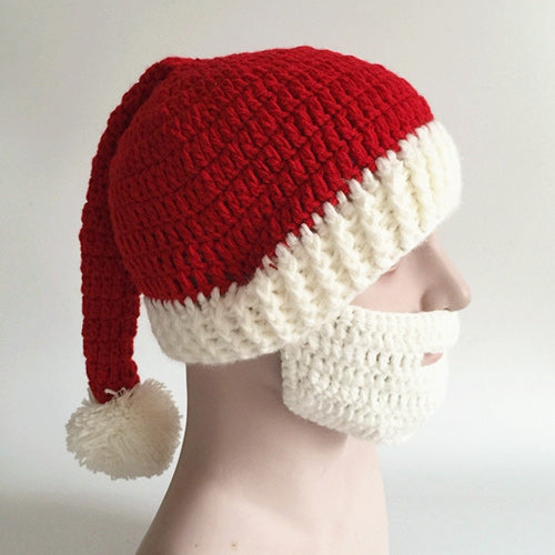 Christmas Knitted Beard Face Hat