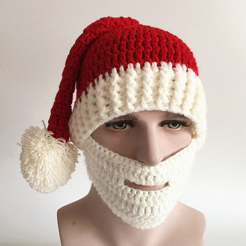 Christmas Knitted Beard Face Hat