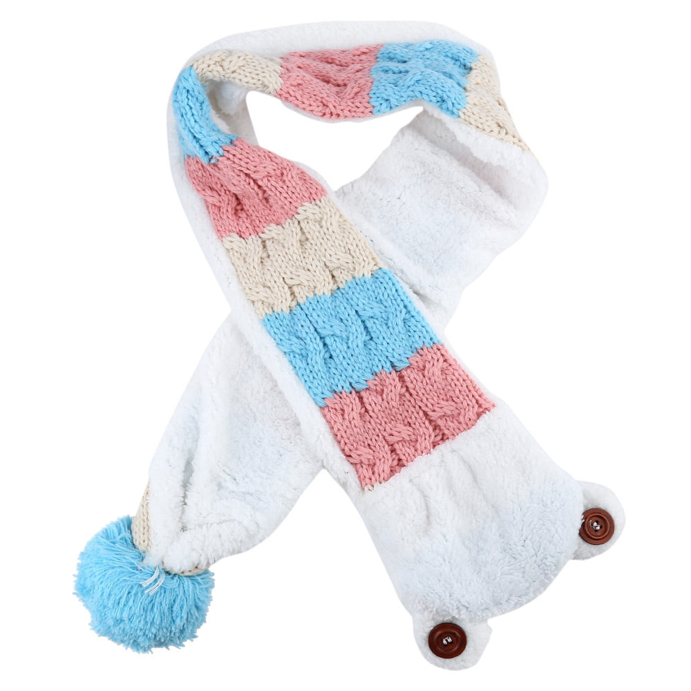 Adorable Bear Patchwork Pom-Pom with Scarf for Children