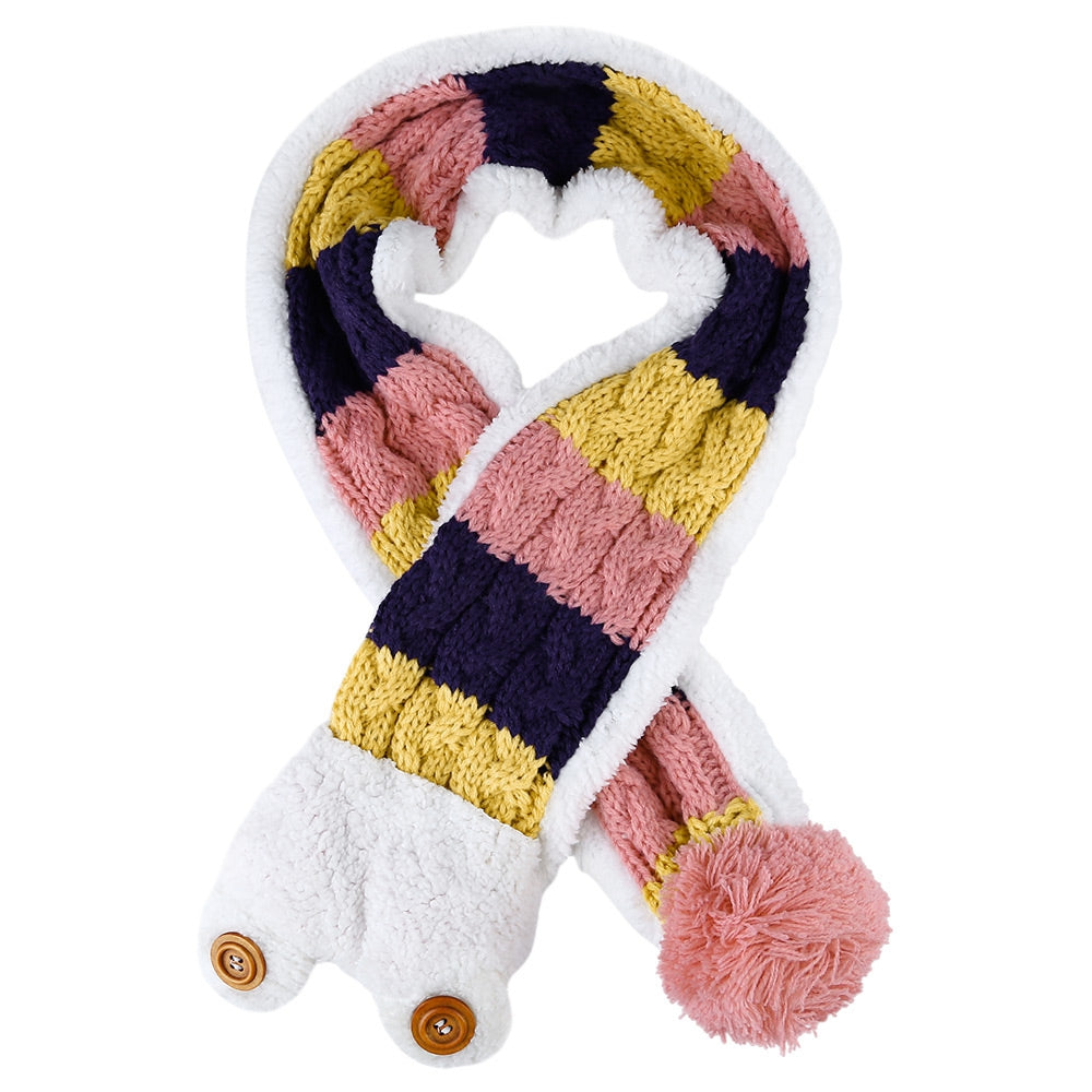 Adorable Bear Patchwork Pom-Pom with Scarf for Children