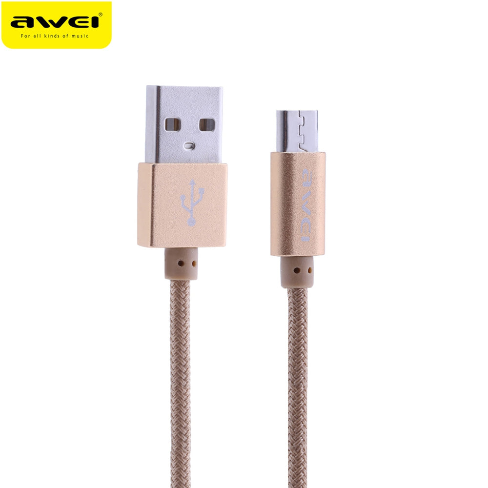Awei CL - 400 1M Universal Nylon Braided Micro USB Charging Connector Sync Data Cable