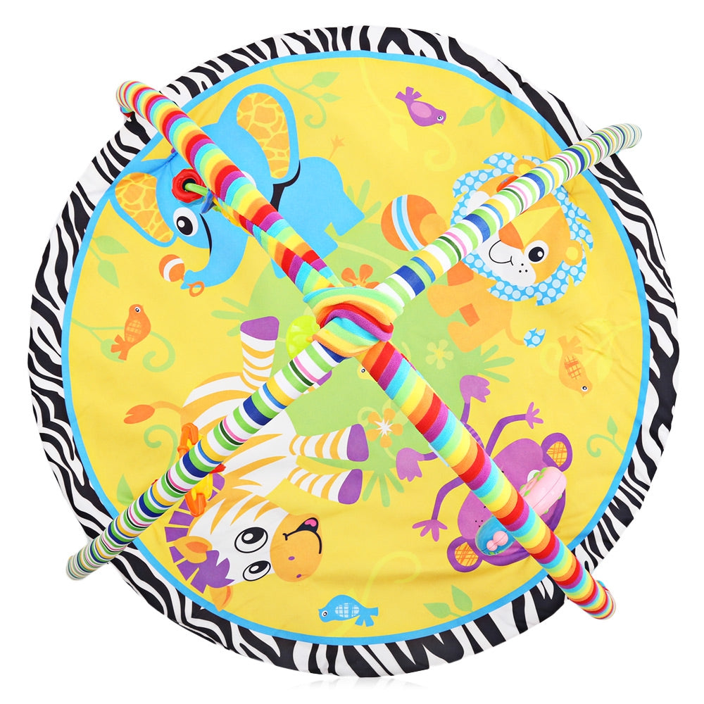 Baby Soft Play Mat Cartoon Animal Gym Fitness Blanket with Frame Rattle Crawling Developmental Toy