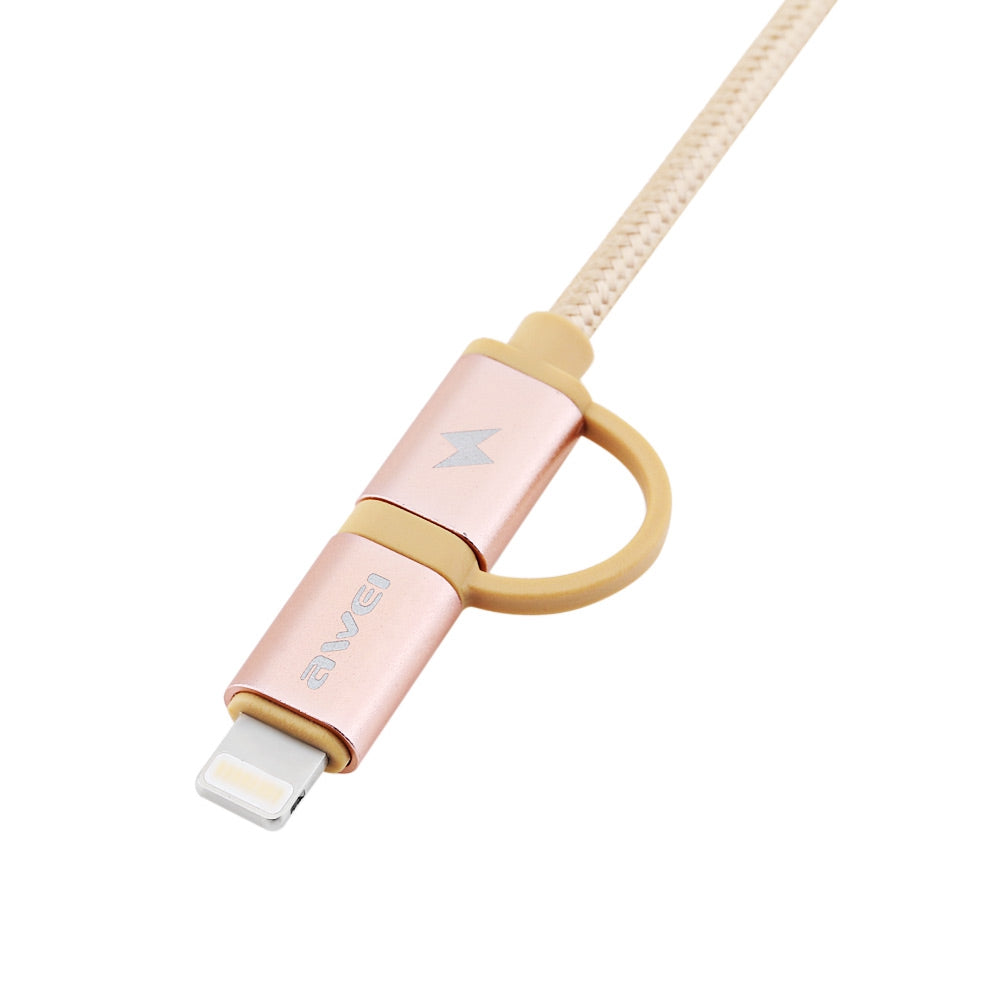 Awei CL - 930 2 in 1 1M Multifunctional 8 Pin Micro USB Interface Sync Charging Data 2.1A Cable