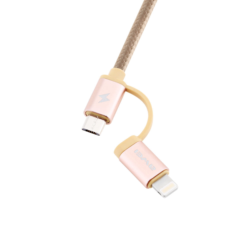 Awei CL - 930 2 in 1 1M Multifunctional 8 Pin Micro USB Interface Sync Charging Data 2.1A Cable