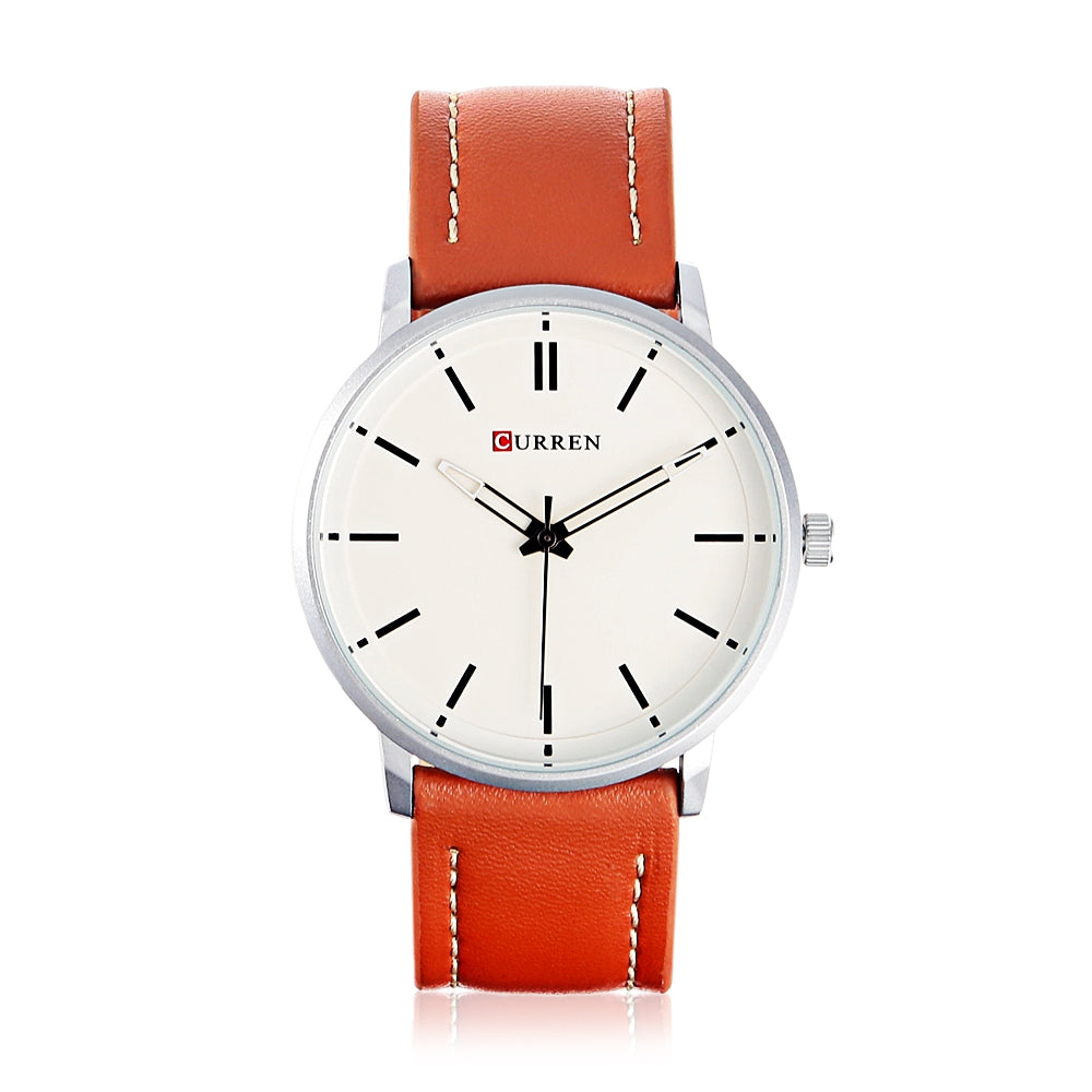 CURREN 8233 Casual Leather Strap Simple Nailed Scale Male Quartz Watch