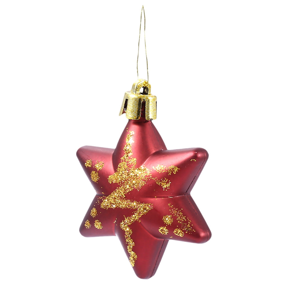 5pcs Christmas Decorating Five-pointed Star Hanging Ornaments with Rope