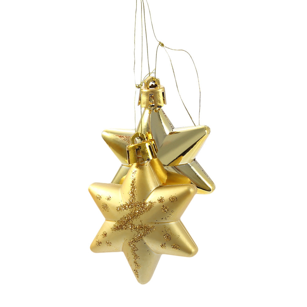 5pcs Christmas Decorating Five-pointed Star Hanging Ornaments with Rope