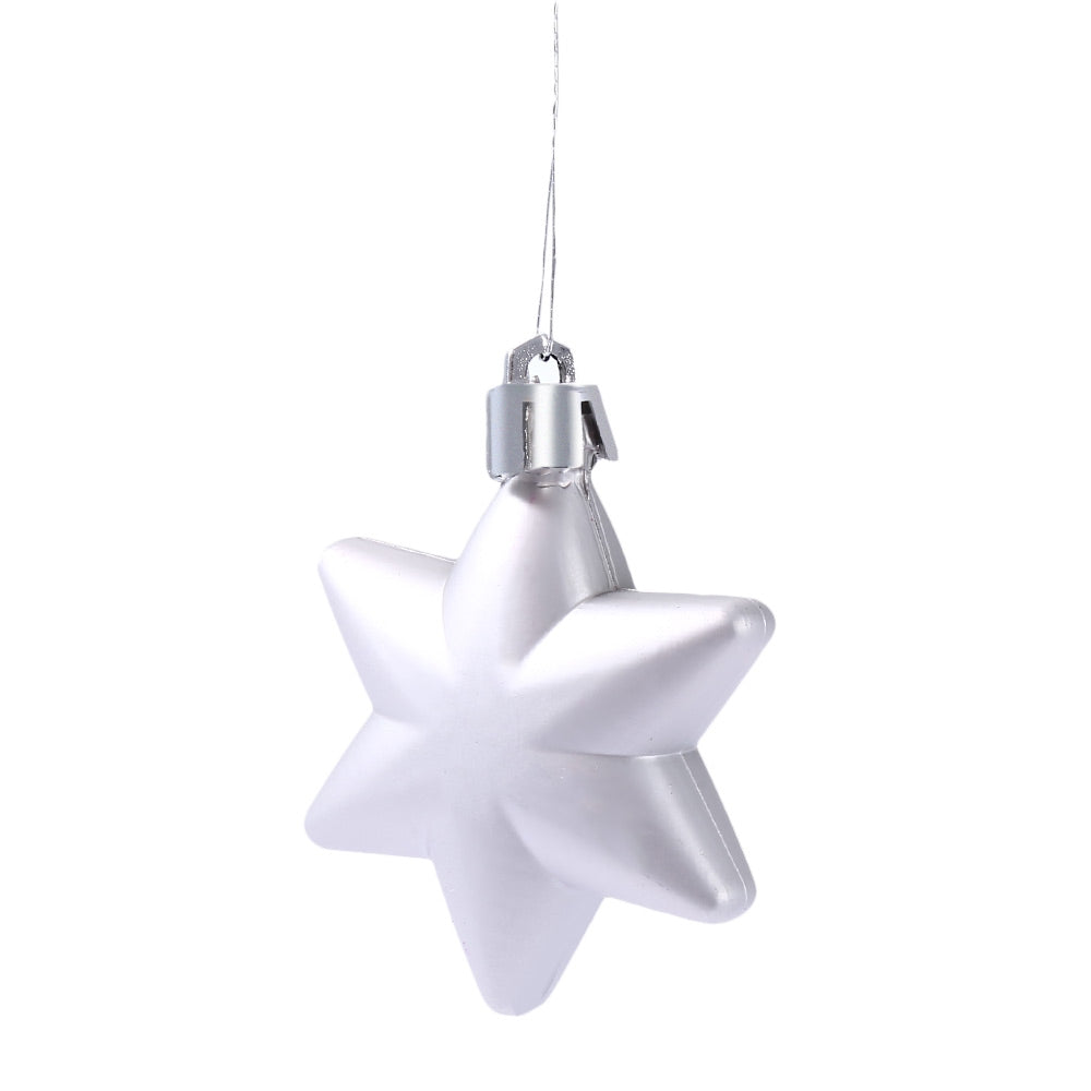 5pcs Christmas Decorating Five-pointed Star Hanging Ornaments with Rope