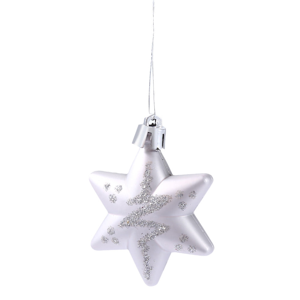 5pcs Christmas Decorating Five-pointed Star Hanging Ornaments with Rope